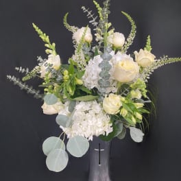 Silver Sympathy Cross Vase