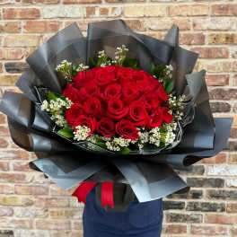 24 Red Rose Hand Held Bouquet