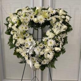 Always Remember White Floral Heart Tribute