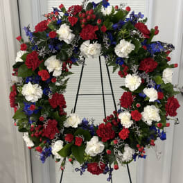 Serene Blessings Red, White & Blue Standing Wreath