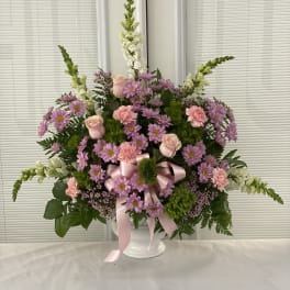 Heartfelt Tribute Pastel Floor Basket Arrangement