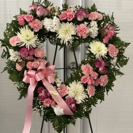 Always Remember Pink Floral Heart Tribute