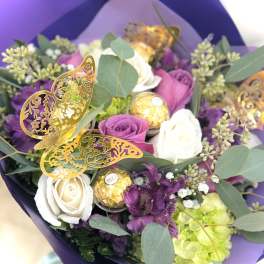 Lavender Whispers: A Symphony of Purple with Foil Butterflies