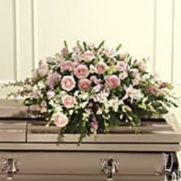 Soft Pinks Elegant Tribute Casket Spray