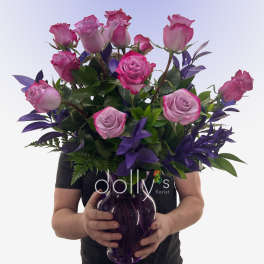 Dozen Magenta Long-Stem Rose Bouquet