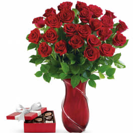 Wrapped In Roses Bouquet with chocolates PM