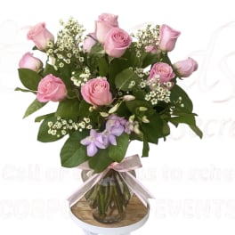 Elegant Pink Premium Long Stem Rose Bouquet