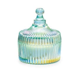 Blue Iridescent Glass Candle