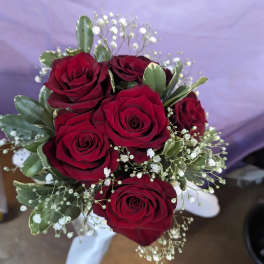 Hand Tied Prom Bouquet Red