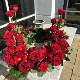 Red rose urn arrangement