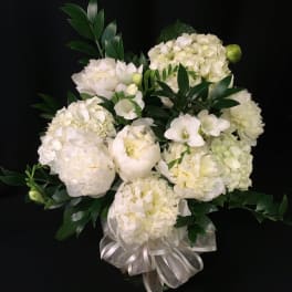 Peony vase bouquet with Fragrant Freesia