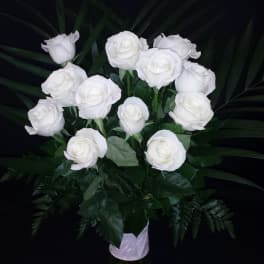 Dozen Understated White Roses - On Sale!
