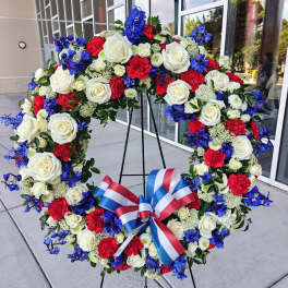Large Red White and Blue Memorial Wreath