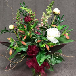 Elegant Peonies with Willow Branches