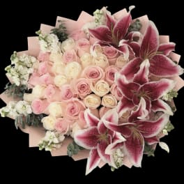 Your Special Wrapped Lily & Rose Bouquet (No Vase)