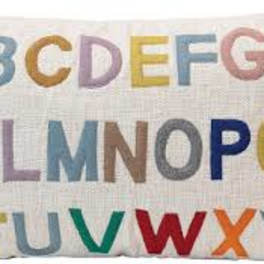 Decorative pillow with colorful alphabet letters