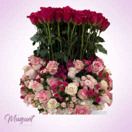 Enchanted Castle Bouquet: A Sweet Pink Symphony of Roses and Hydrangeas - Love Castle Bouquet