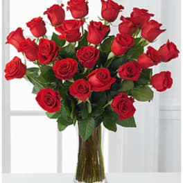Two Dozen Red Roses with Vase