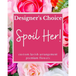 Pink rose-themed designer choice floral sign with text
