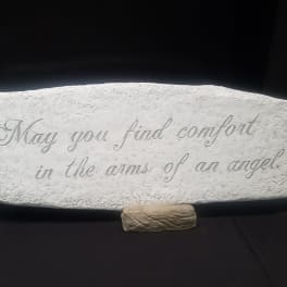 Memorial stone engraved with a sympathy message