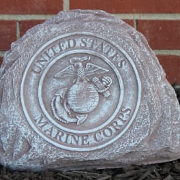 Engraved stone marker with the United States Marine Corps emblem