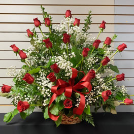 Red Roses in a basket
