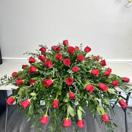Red Rose Half Casket Spray