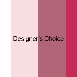 Designer’s Choice text on pink color blocks