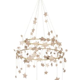 Hanging gold star mobile with multiple dangling stars
