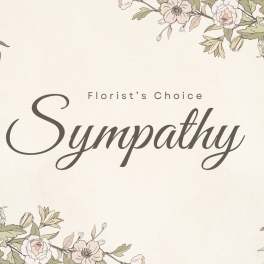 Sympathy card with floral border and decorative script text