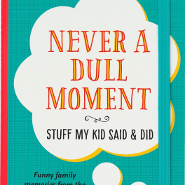 Teal book cover with the title Never a Dull Moment