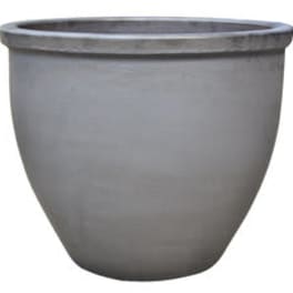 Gray ceramic planter pot with a wide rim