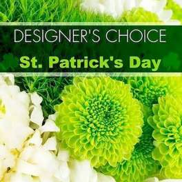 Green and white floral design labeled St. Patrick's Day