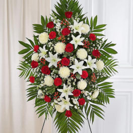 Sympathy Standing Spray: Red & White