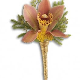 Accent on Sunset Orchid Boutonniere