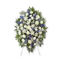 Sympathy Standing Spray: Blue & White