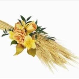 Yellow floral bouquet with wheat-like accents
