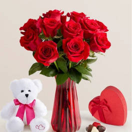 One Dozen Romantic Red Roses