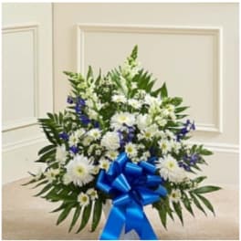 Tribute Blue & White Floor Basket Arrangement