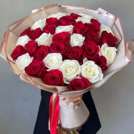 Red and White Rose Bouquet