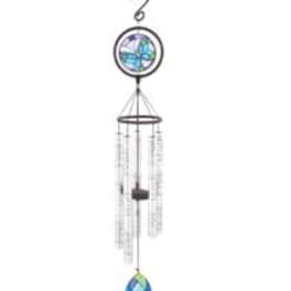 Hanging stained-glass wind chime with circular and teardrop accents