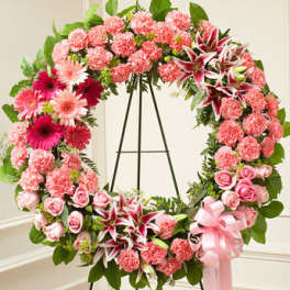 Serene Blessings Standing Wreath - Pink