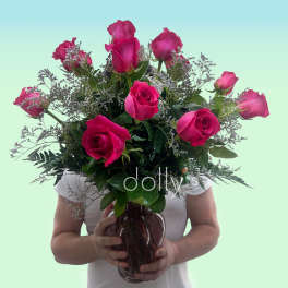 Classic Hot Pink Rose Bouquet