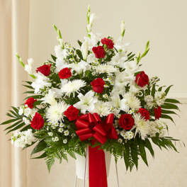 Heartfelt Sympathies Red & White Standing Basket
