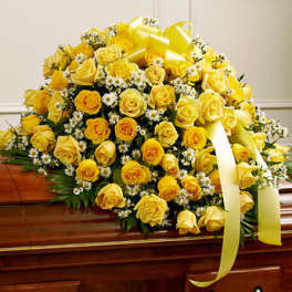 Cherished Memories Rose Half Casket Cover - Yellow