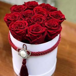 Simple, small, elegant red rose box