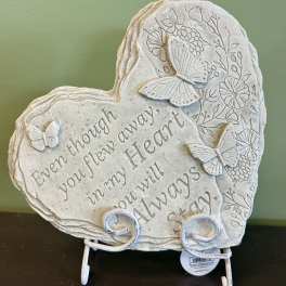 Heart-shaped decorative plaque with butterflies and floral embossing