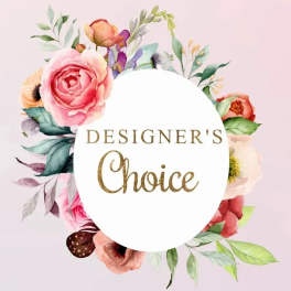 Floral wreath graphic around a circle reading "Designer’s Choice"