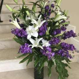 White Lilies and fragrant Purple Stock