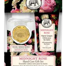 Rose-scented hand soap and hand cream gift set in floral packaging
